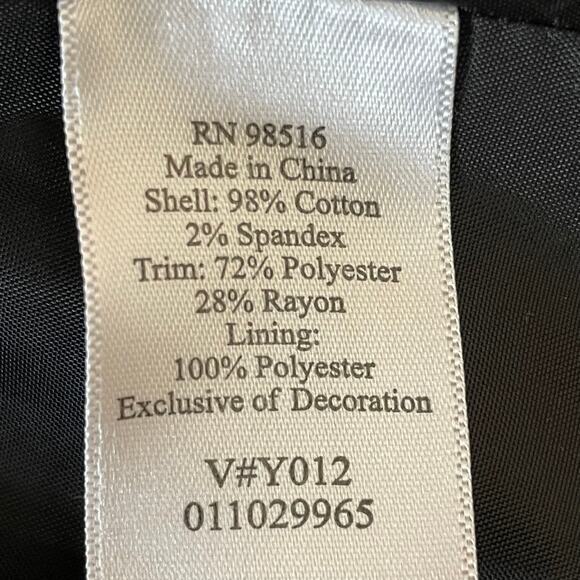 Coldwater Creek Open Front Cotton Blazer Geometric Stripes Beads Sequins Sz 12 - Picture 10 of 11